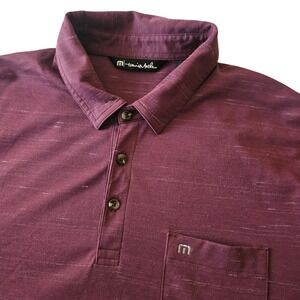 Travis Mathew Polo Shirt Mens Large Burgundy Slub Pima Cotton Pocket RN123280